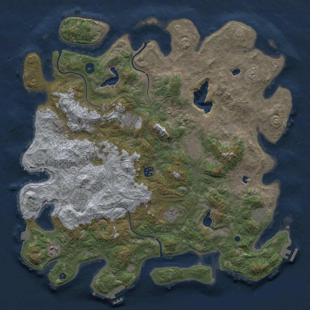 Rust Map: Procedural Map, Size: 4500, Seed: 1822058731, 14 Monuments