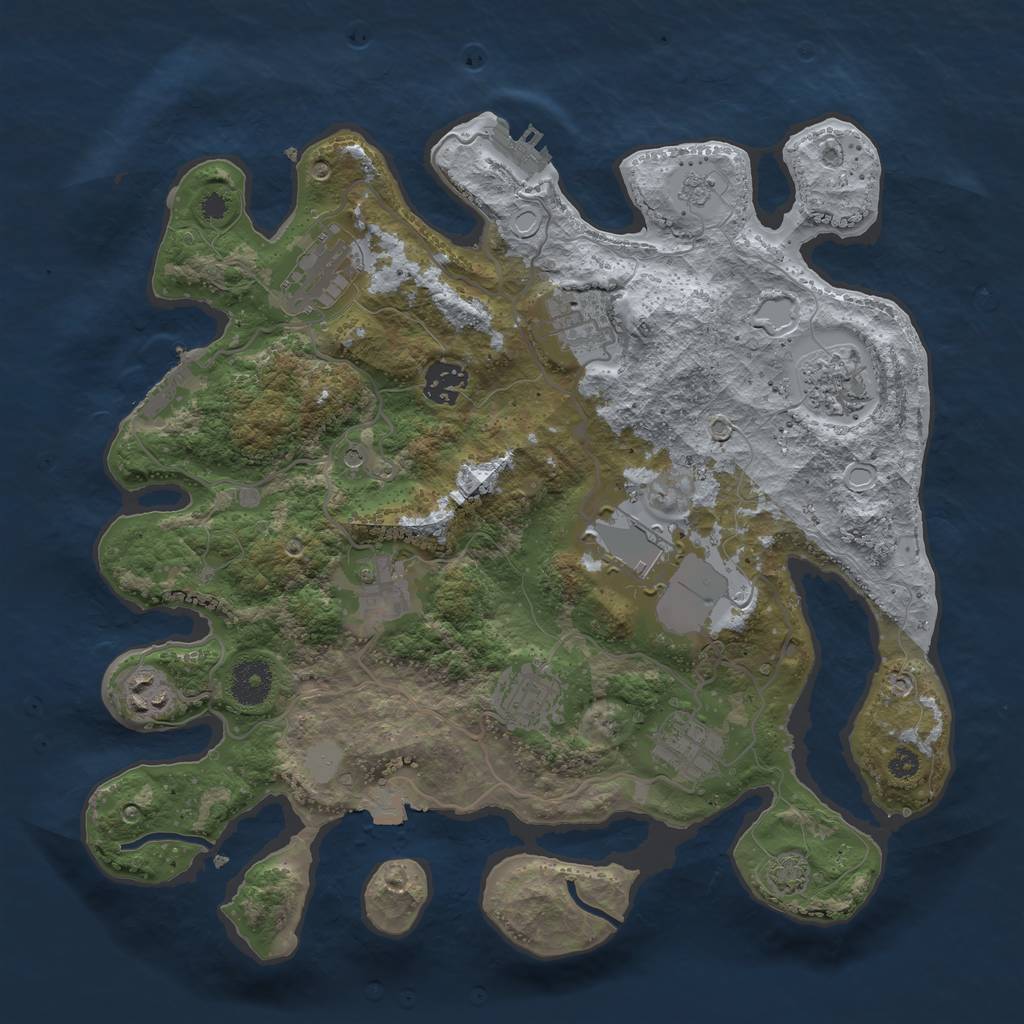 Rust Map: Procedural Map, Size: 3500, Seed: 2099157536, 17 Monuments