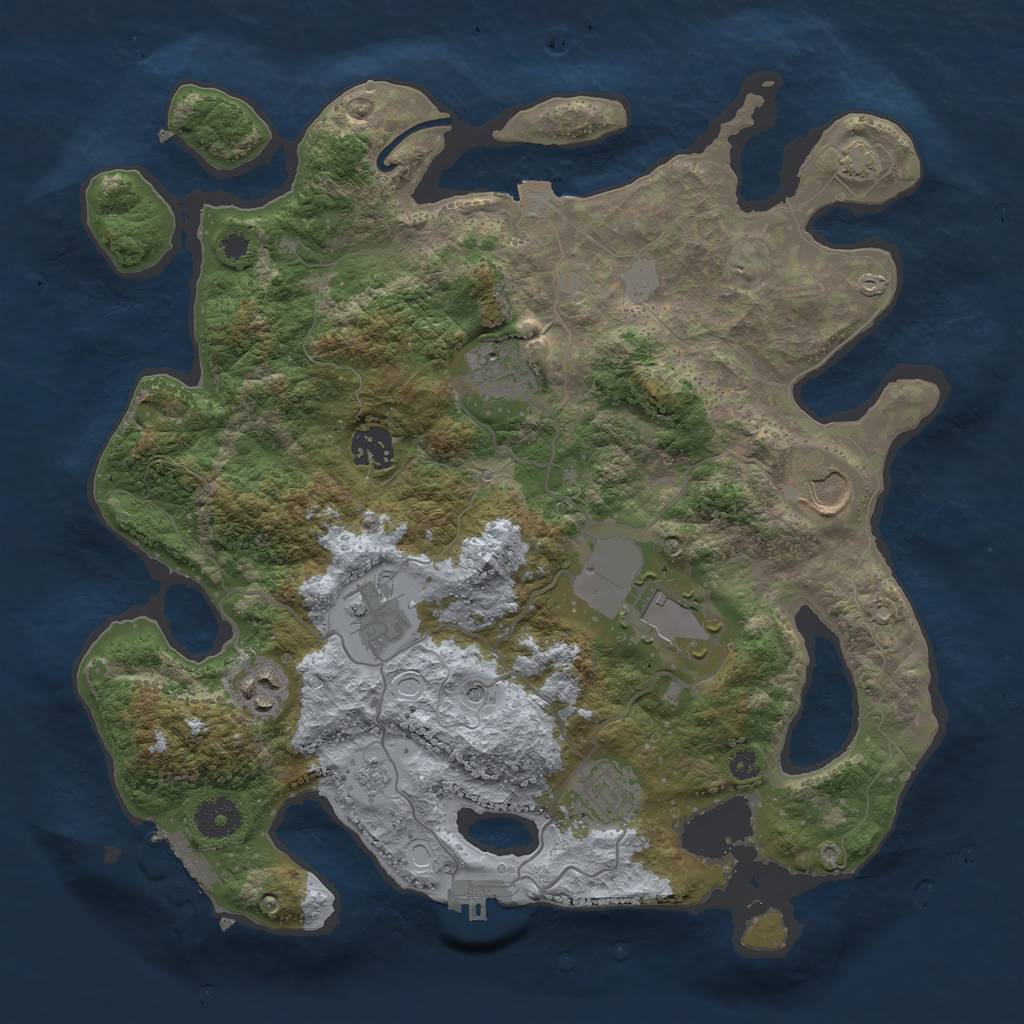 Rust Map: Procedural Map, Size: 3500, Seed: 762248514, 15 Monuments