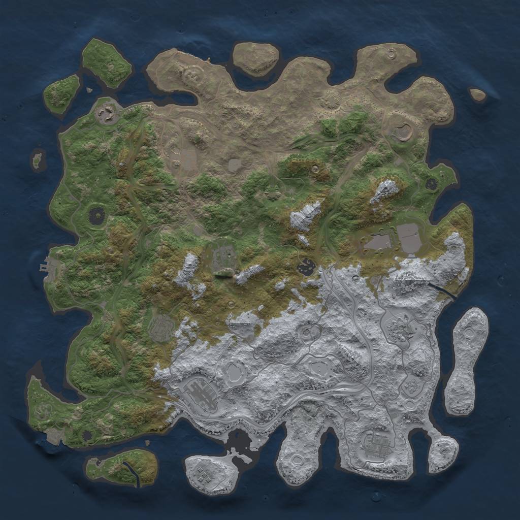 Rust Map: Procedural Map, Size: 4500, Seed: 1454014348, 19 Monuments