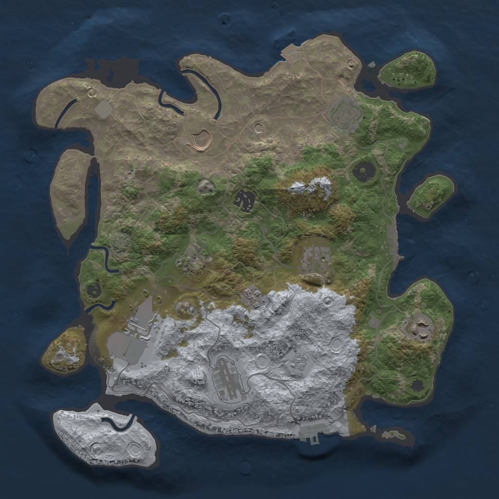 Rust Map: Procedural Map, Size: 3500, Seed: 6584, 17 Monuments