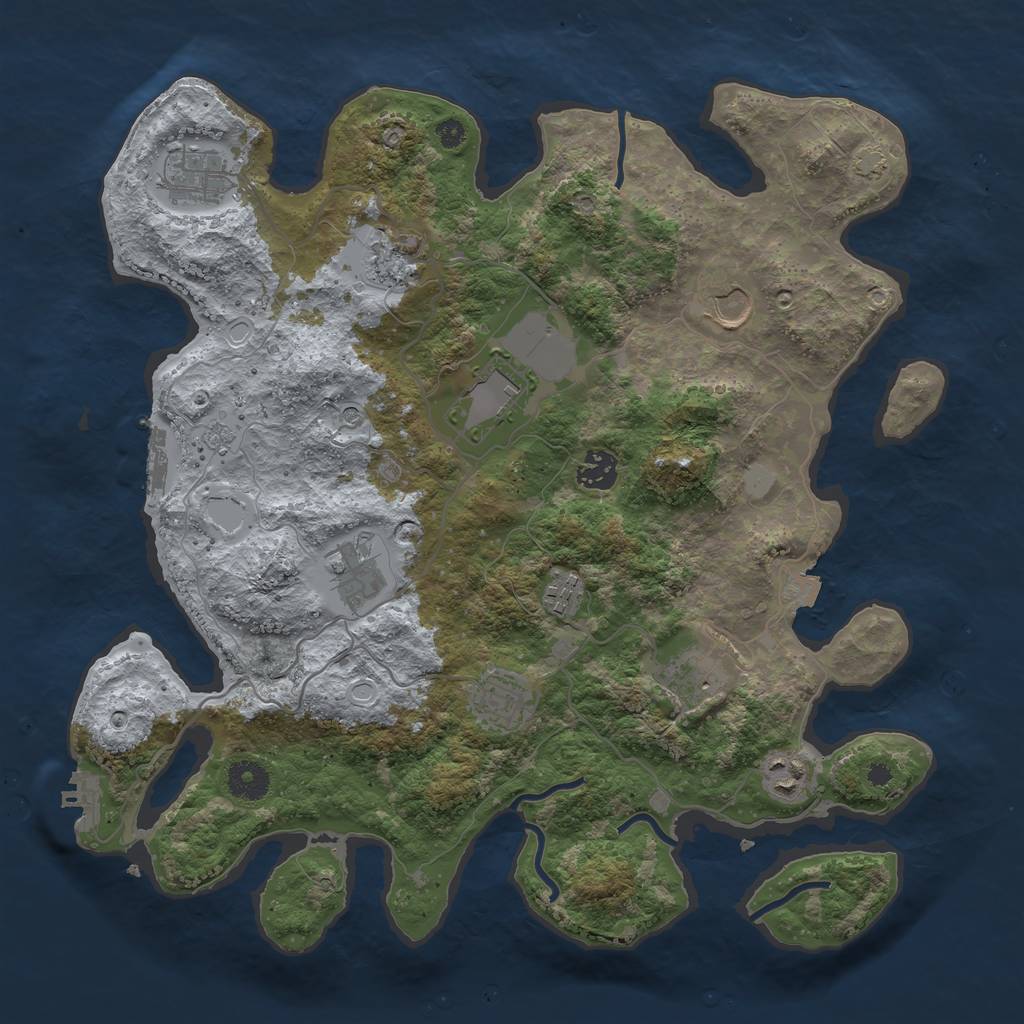 Rust Map: Procedural Map, Size: 3750, Seed: 1284504207, 18 Monuments