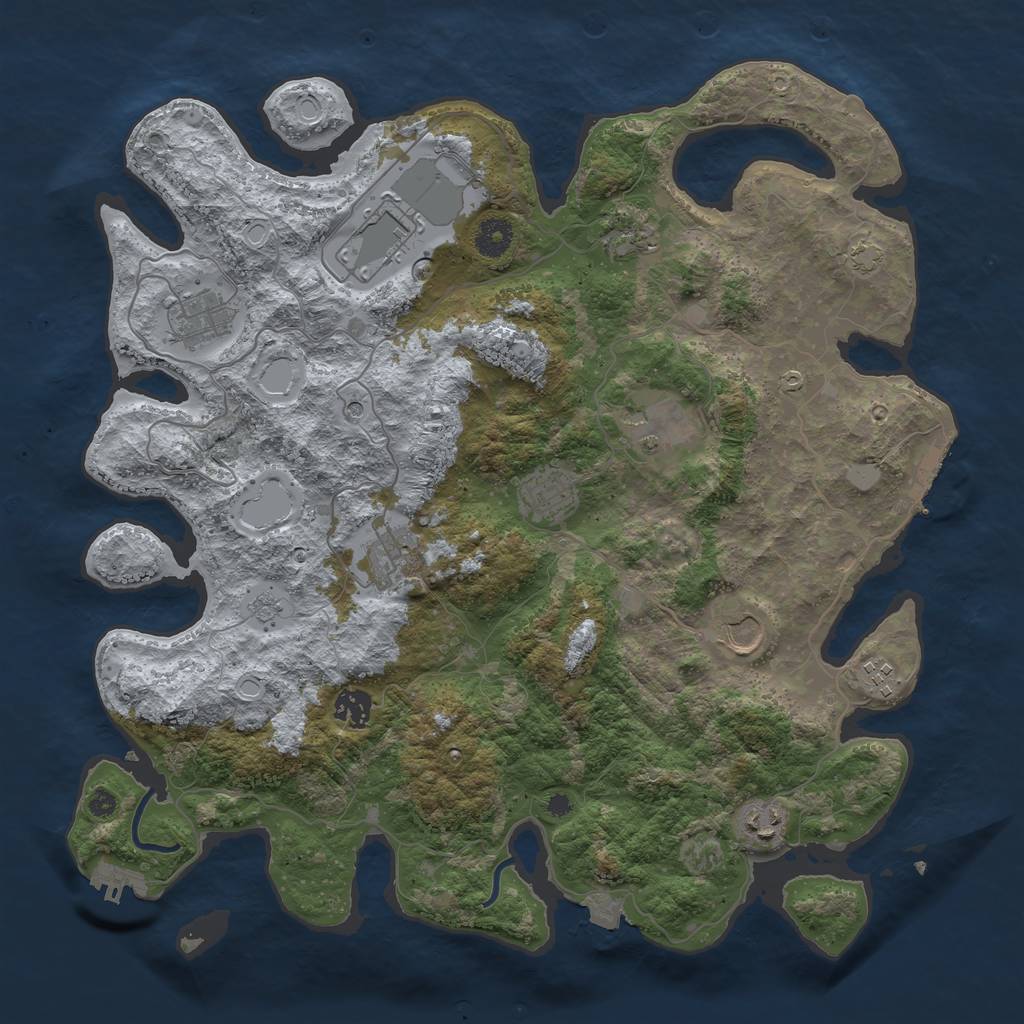 Rust Map: Procedural Map, Size: 3950, Seed: 92328123, 18 Monuments