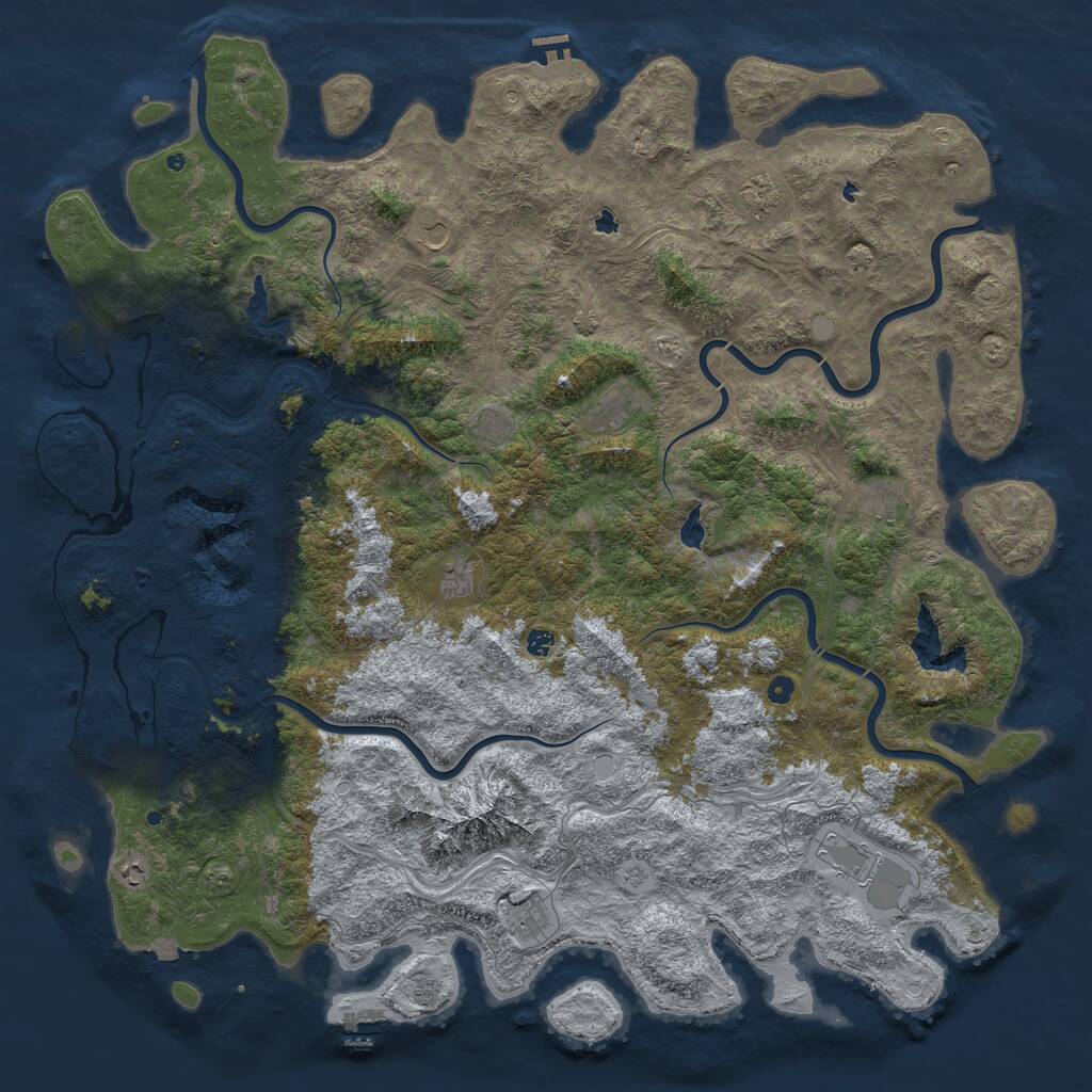Rust Map: Procedural Map, Size: 6000, Seed: 9765432, 17 Monuments