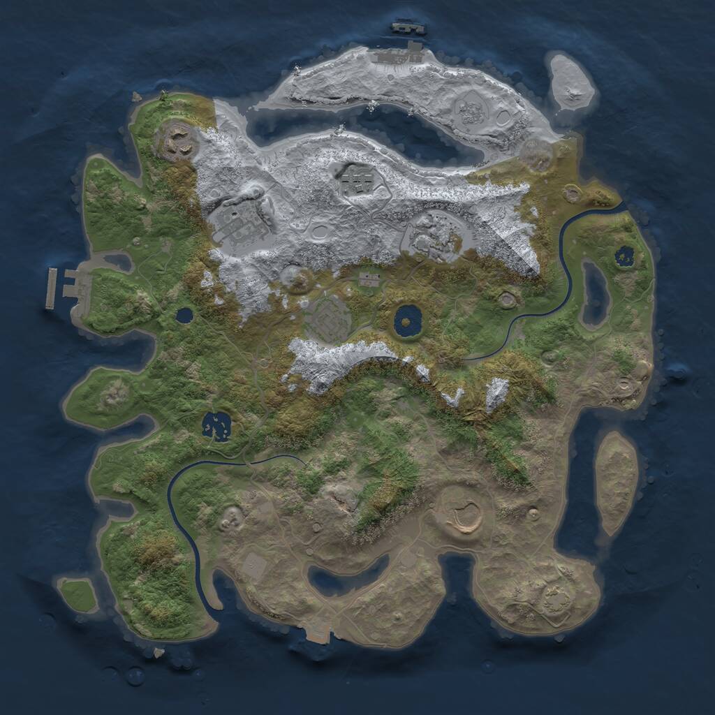 Rust Map: Procedural Map, Size: 3500, Seed: 20149179, 12 Monuments