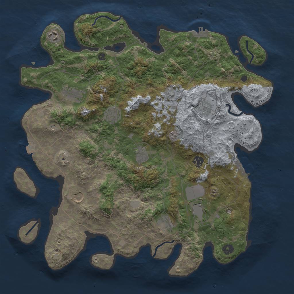 Rust Map: Procedural Map, Size: 4050, Seed: 573524440, 18 Monuments