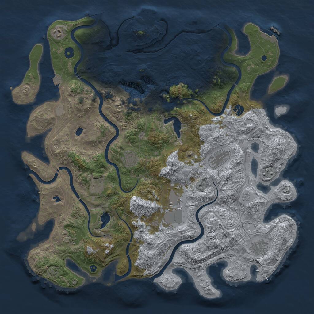 Rust Map: Procedural Map, Size: 4500, Seed: 2144393286, 15 Monuments