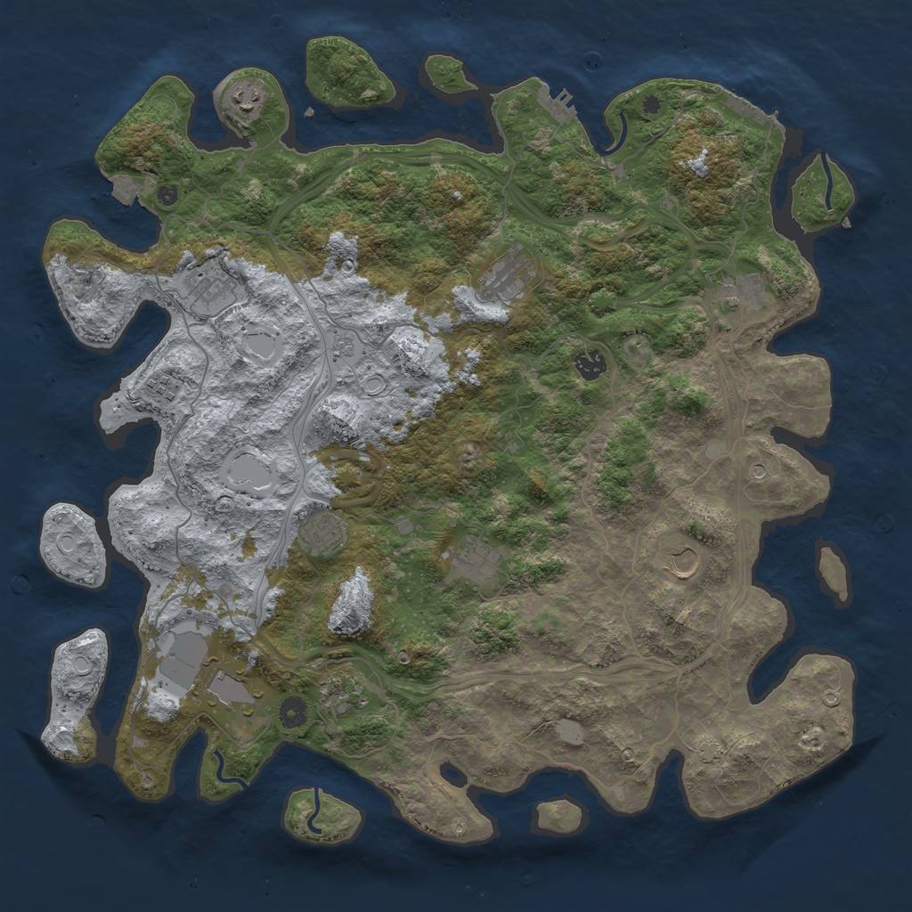 Rust Map: Procedural Map, Size: 4500, Seed: 995549027, 19 Monuments