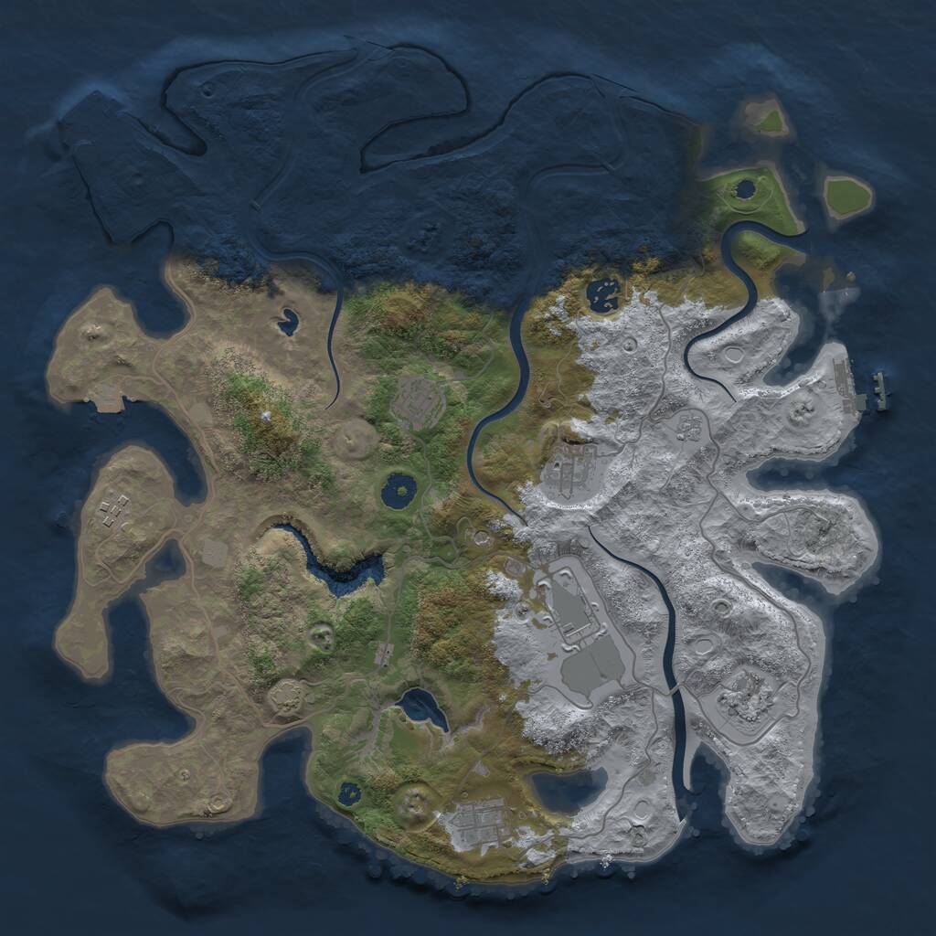 Rust Map: Procedural Map, Size: 4000, Seed: 587303579, 13 Monuments