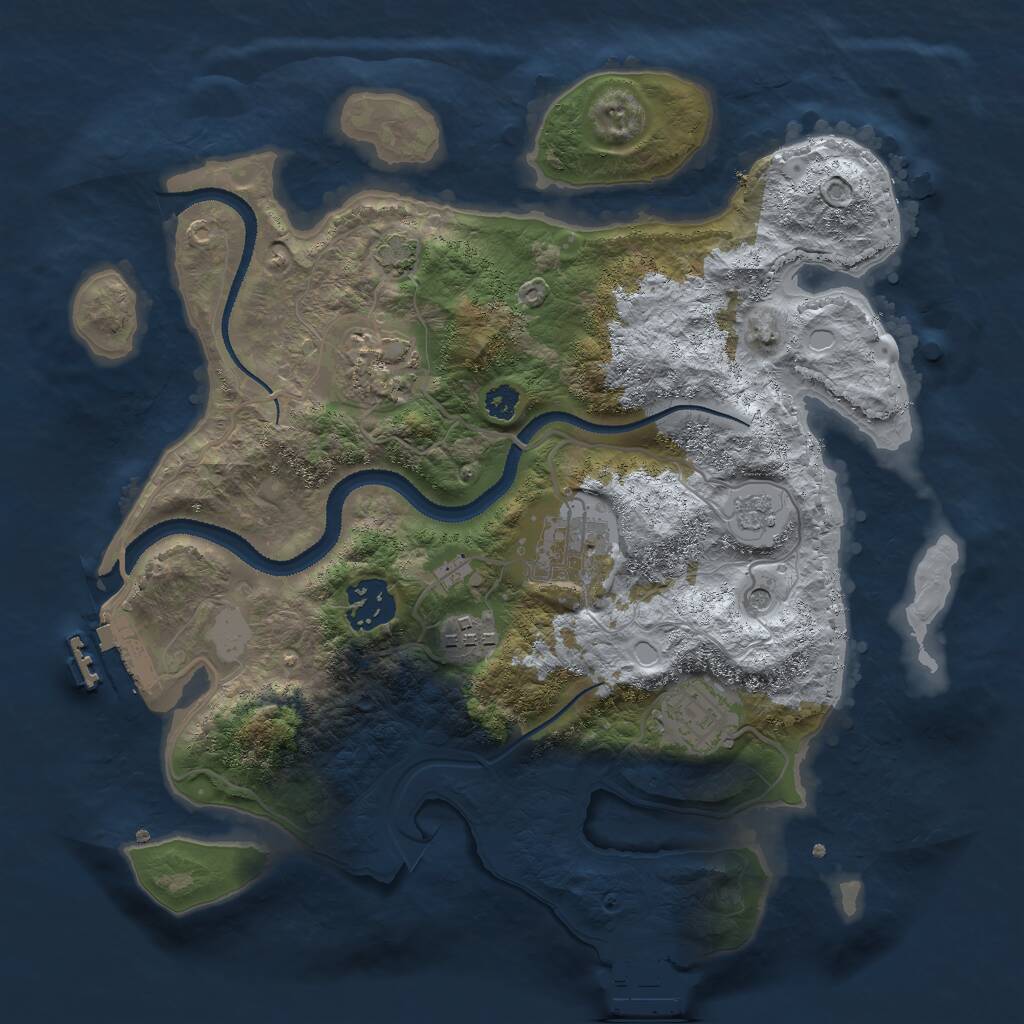 Rust Map: Procedural Map, Size: 3000, Seed: 518743745, 11 Monuments