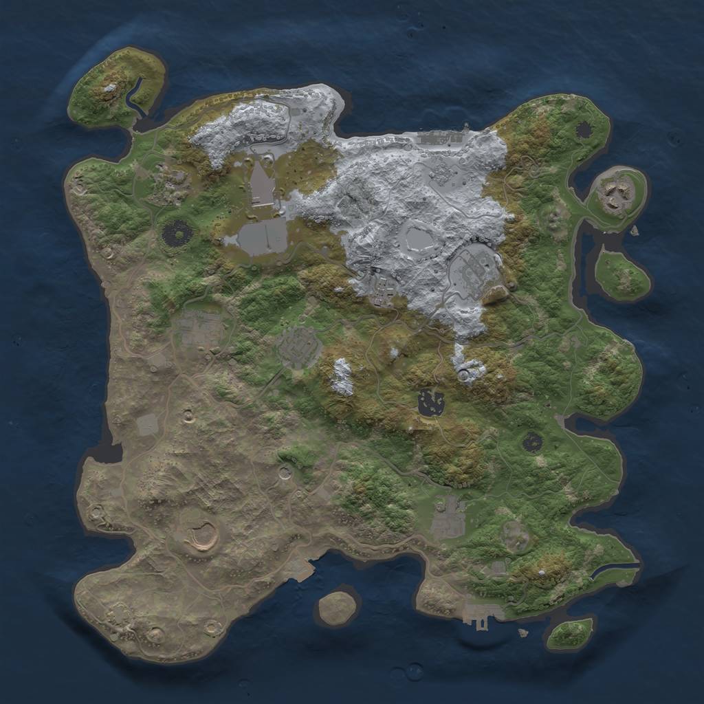 Rust Map: Procedural Map, Size: 3700, Seed: 854563, 18 Monuments