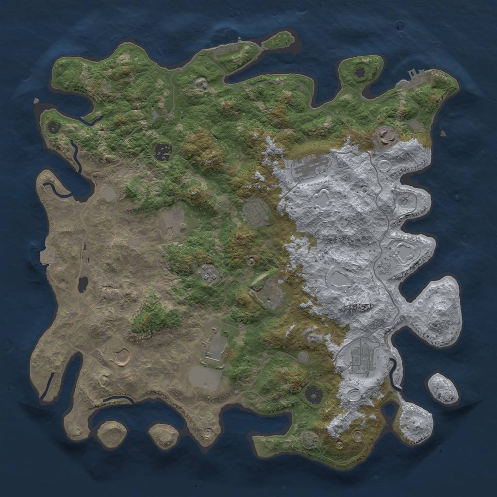 Rust Map: Procedural Map, Size: 4162, Seed: 30662, 18 Monuments