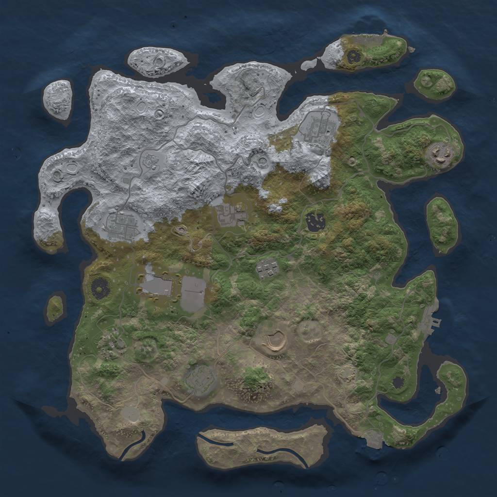 Rust Map: Procedural Map, Size: 3700, Seed: 155167, 18 Monuments