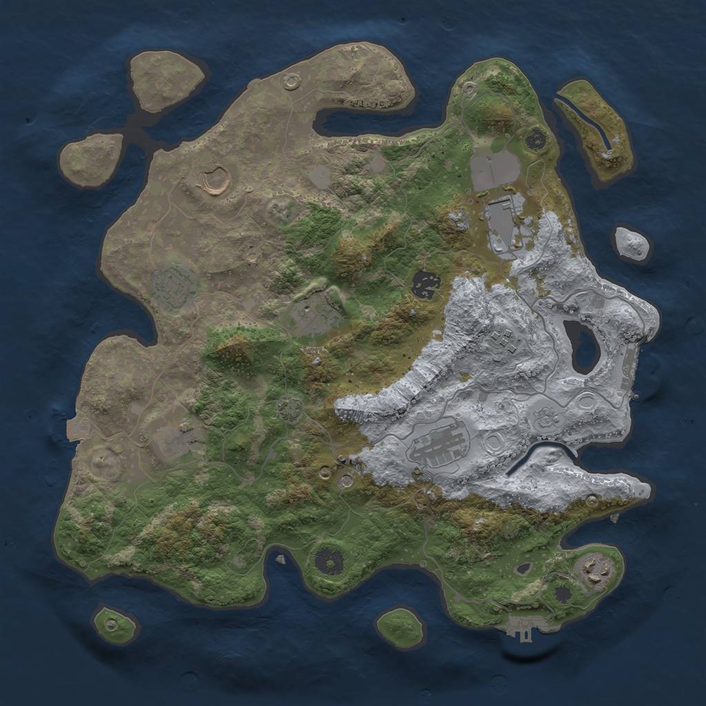 Rust Map: Procedural Map, Size: 3700, Seed: 668730, 17 Monuments