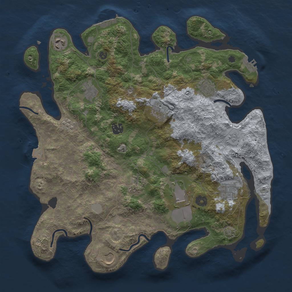 Rust Map: Procedural Map, Size: 3700, Seed: 488653, 18 Monuments