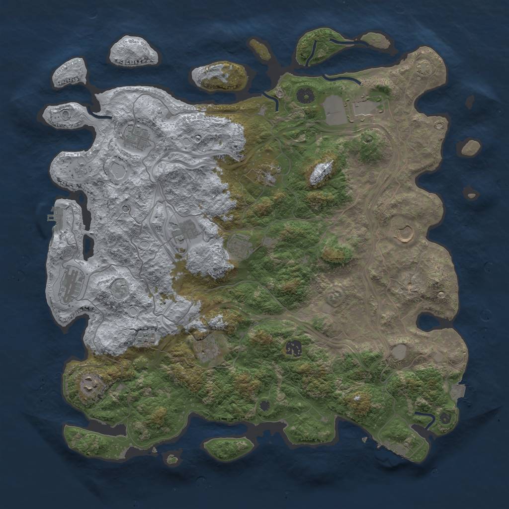 Rust Map: Procedural Map, Size: 4500, Seed: 1717473253, 19 Monuments