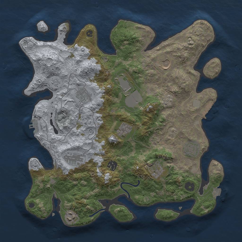 Rust Map: Procedural Map, Size: 3700, Seed: 885100, 18 Monuments