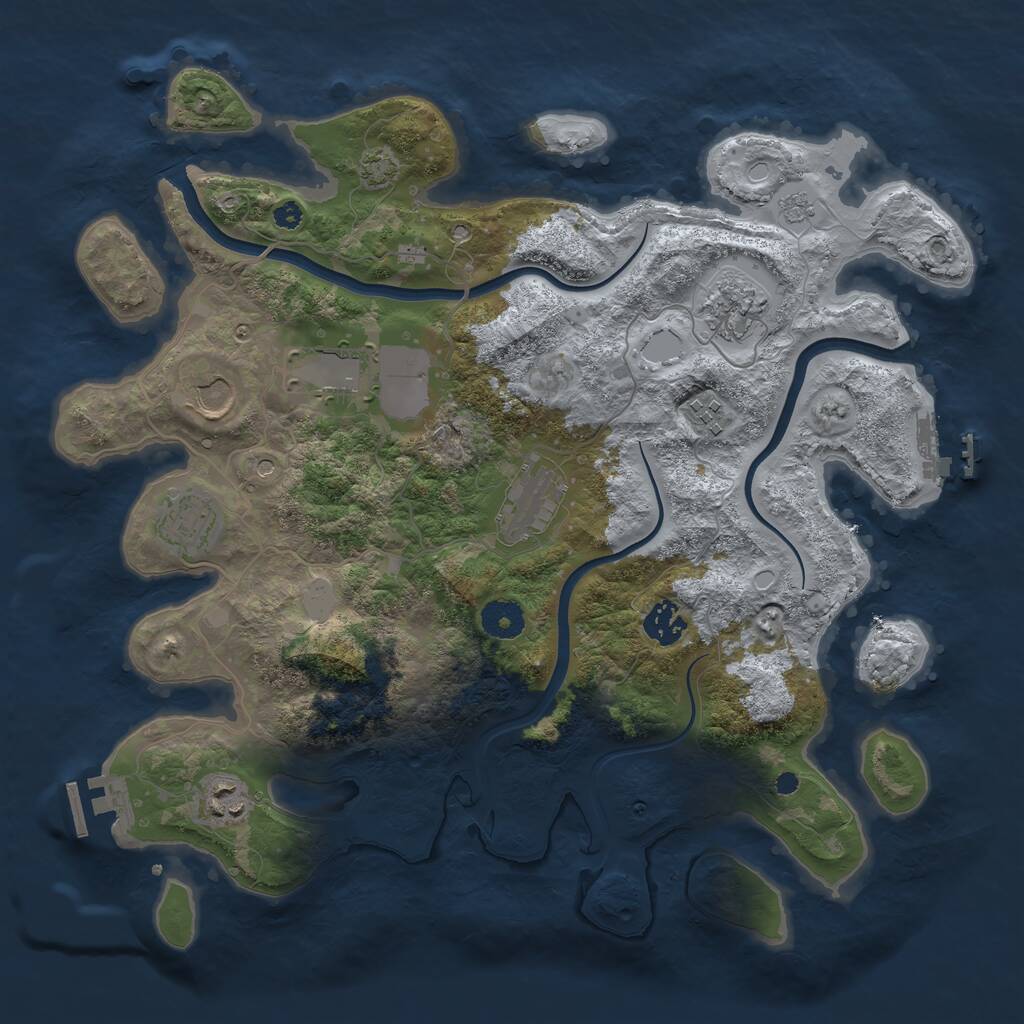 Rust Map: Procedural Map, Size: 3700, Seed: 707228, 14 Monuments