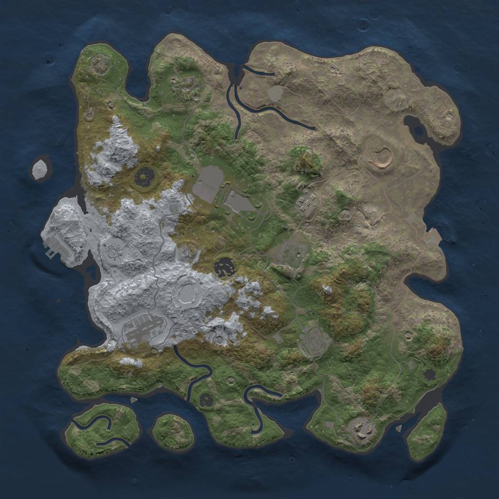Rust Map: Procedural Map, Size: 3700, Seed: 743297, 16 Monuments