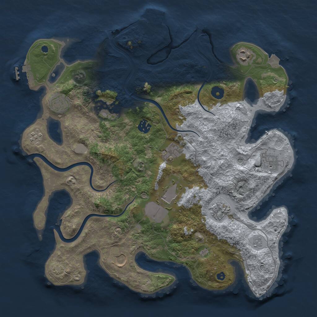 Rust Map: Procedural Map, Size: 3700, Seed: 652789, 16 Monuments