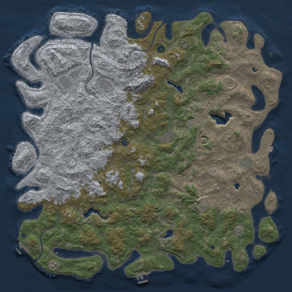 Rust Map: Procedural Map, Size: 6000, Seed: 795006853, 17 Monuments