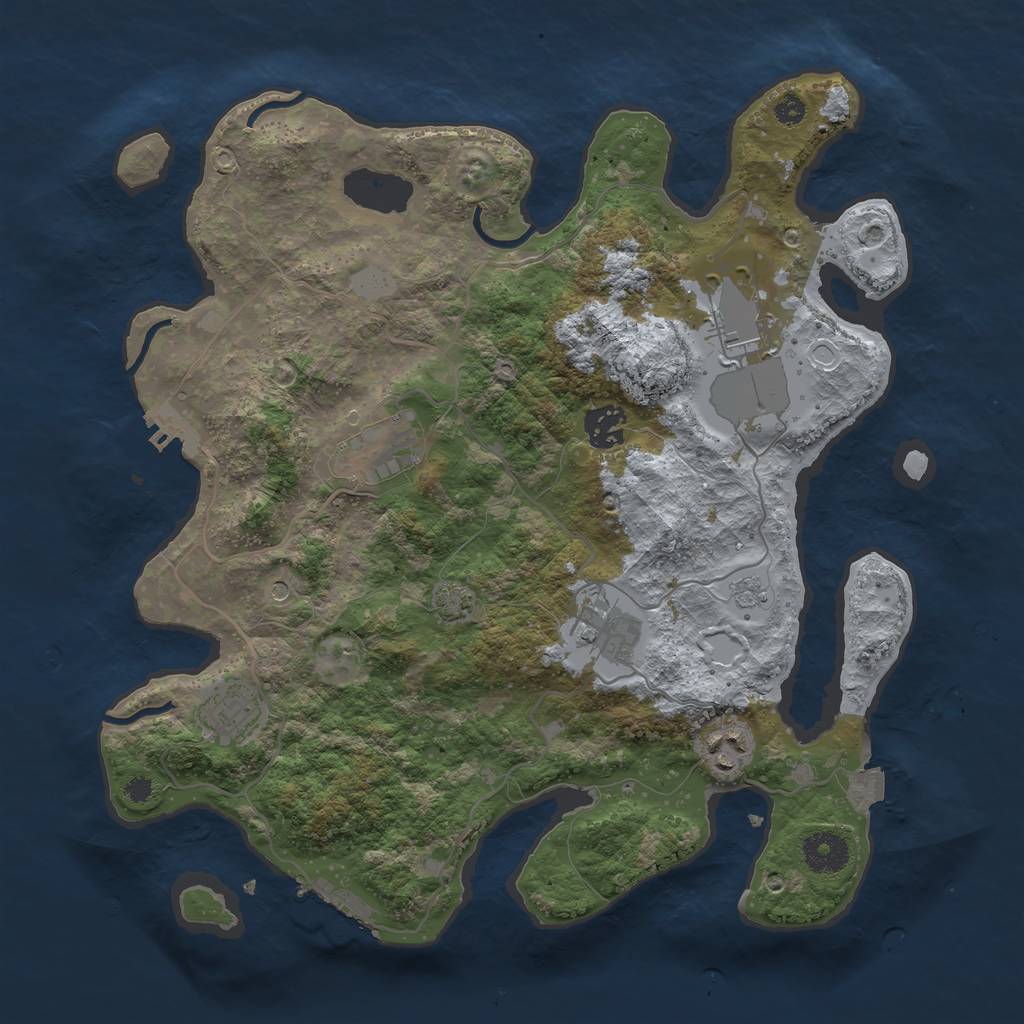 Rust Map: Procedural Map, Size: 3500, Seed: 1369831464, 14 Monuments