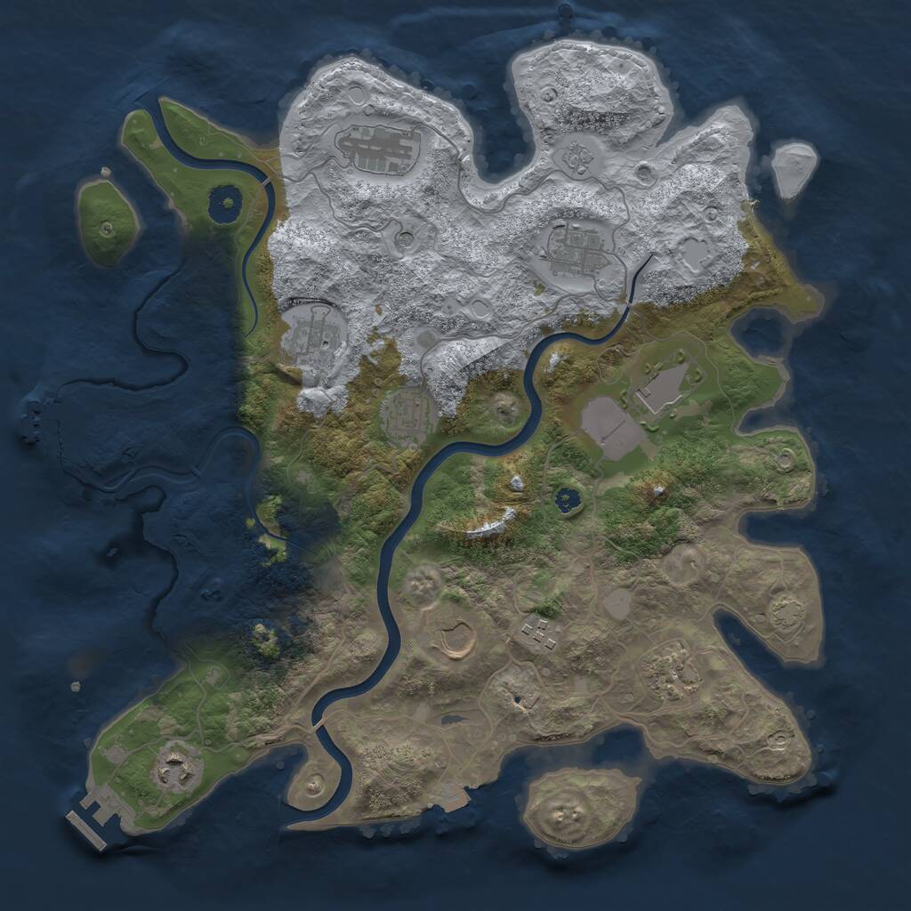 Rust Map: Procedural Map, Size: 3700, Seed: 271555, 15 Monuments