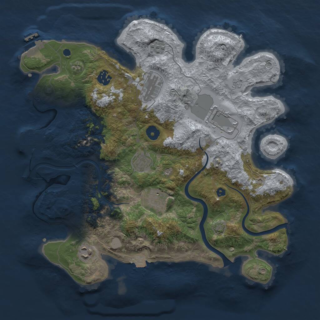 Rust Map: Procedural Map, Size: 3500, Seed: 75446790, 13 Monuments
