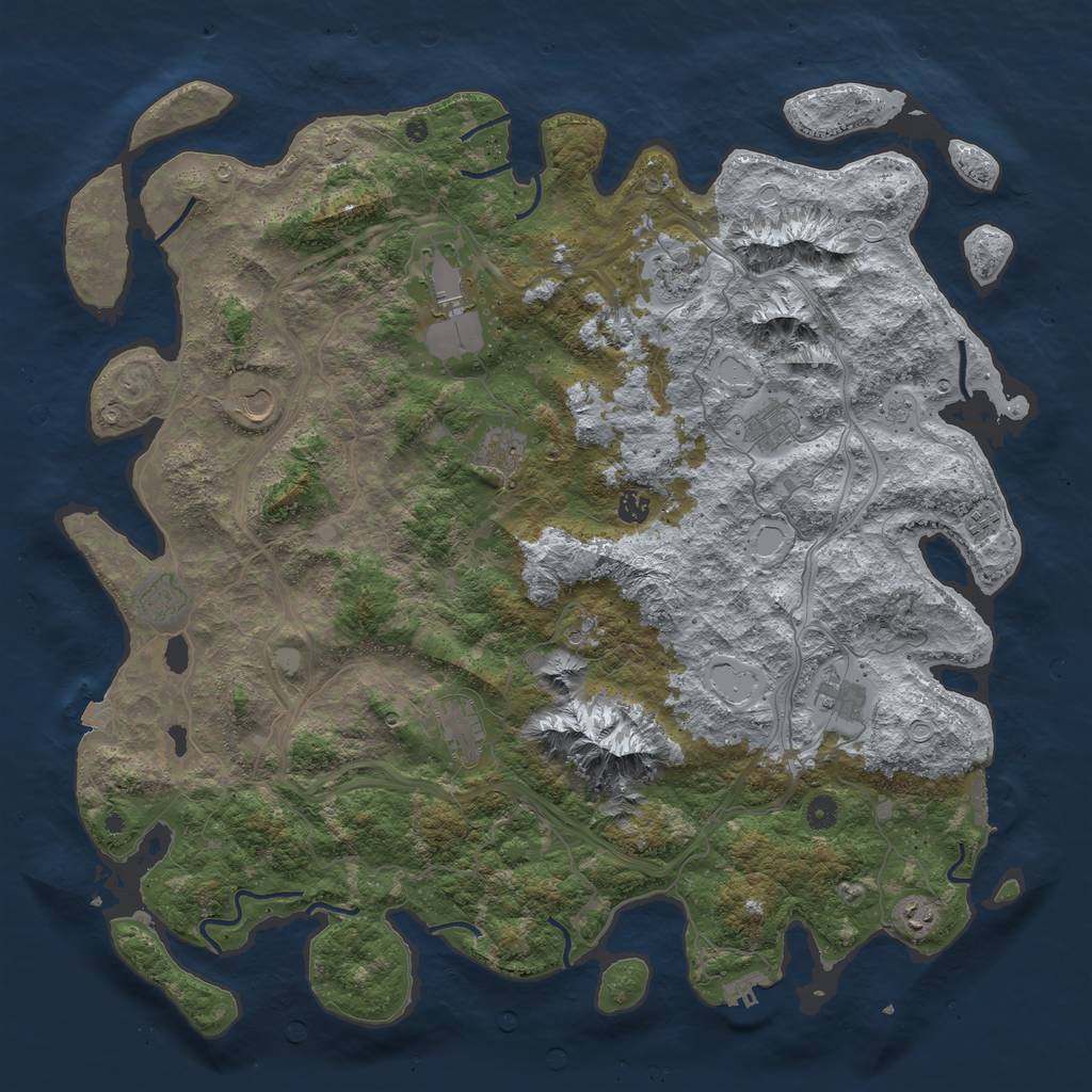 Rust Map: Procedural Map, Size: 5000, Seed: 1416113523, 19 Monuments