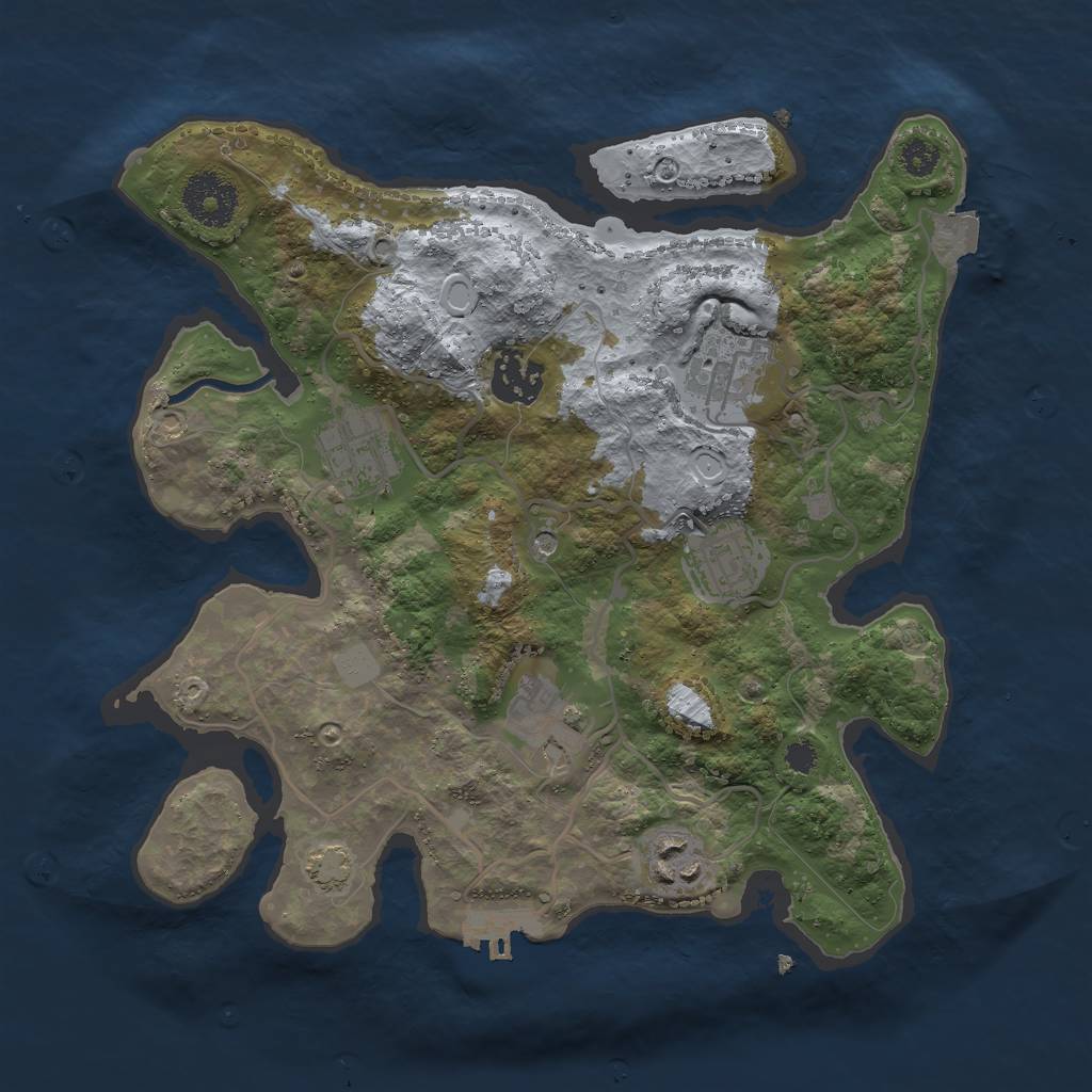 Rust Map: Procedural Map, Size: 3000, Seed: 2102214778, 12 Monuments
