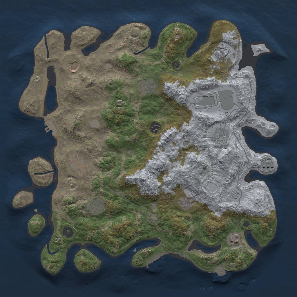 Rust Map: Procedural Map, Size: 4000, Seed: 42457, 19 Monuments