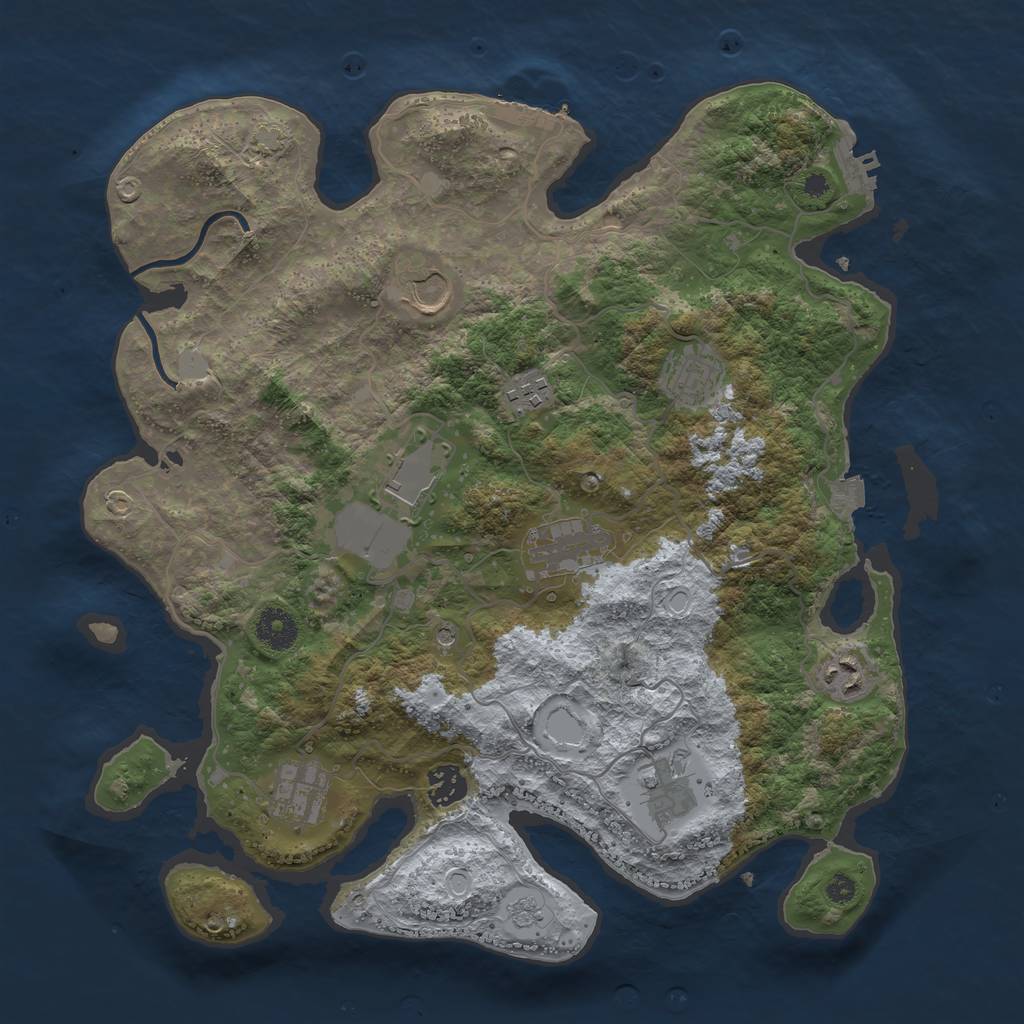 Rust Map: Procedural Map, Size: 3700, Seed: 353144280, 17 Monuments