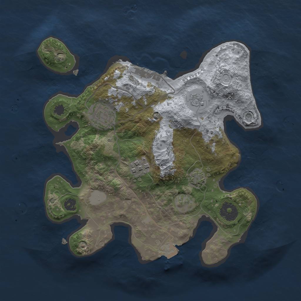 Rust Map: Procedural Map, Size: 2500, Seed: 1295326486, 8 Monuments