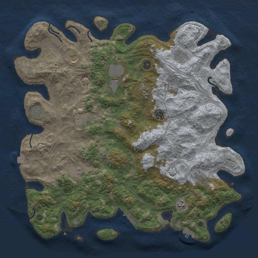 Rust Map: Procedural Map, Size: 4500, Seed: 837099812, 19 Monuments