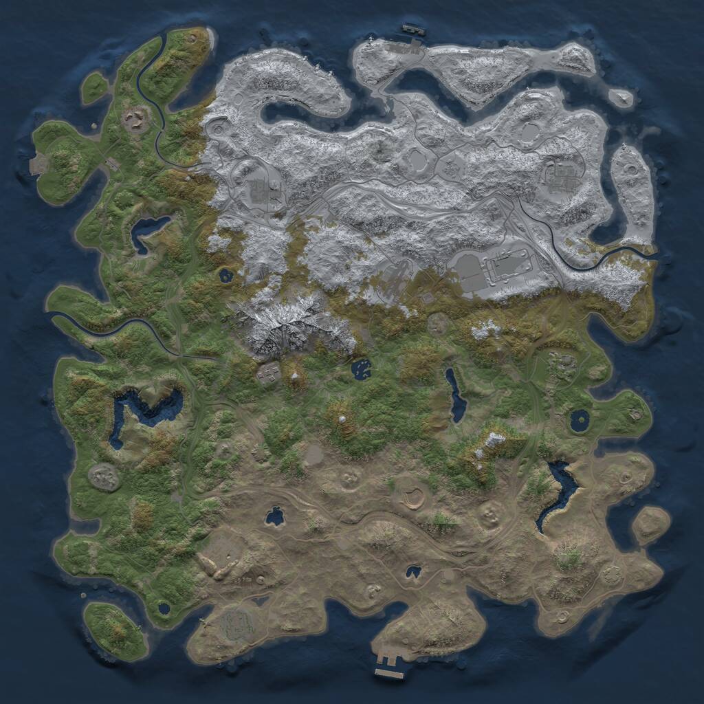 Rust Map: Procedural Map, Size: 5000, Seed: 917166301, 17 Monuments