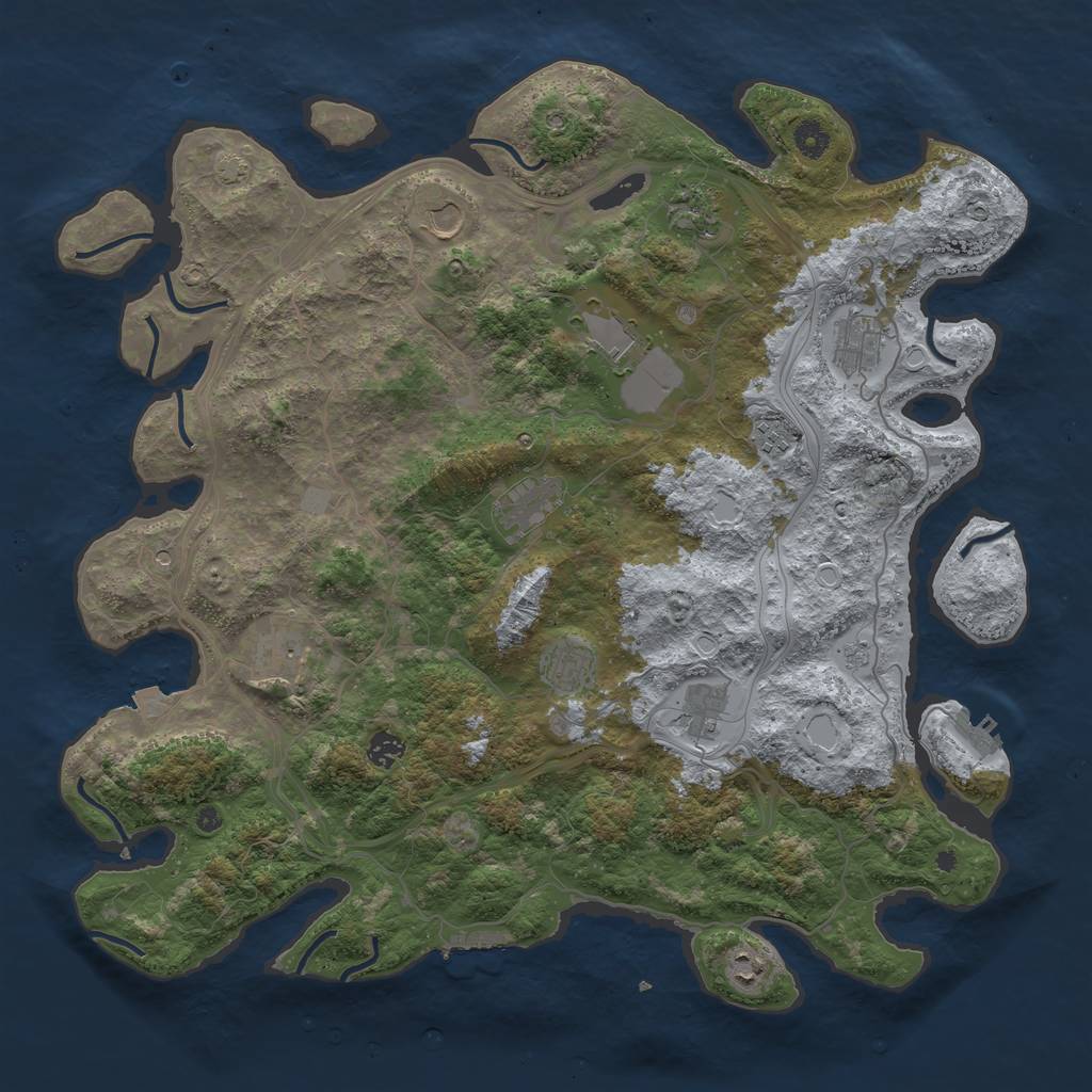 Rust Map: Procedural Map, Size: 4500, Seed: 8652, 19 Monuments