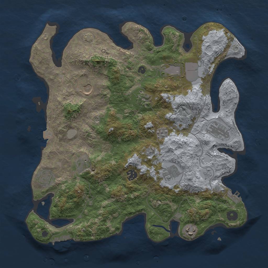 Rust Map: Procedural Map, Size: 3700, Seed: 141110, 18 Monuments