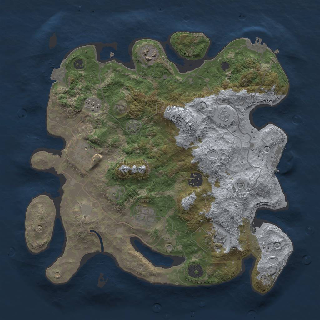 Rust Map: Procedural Map, Size: 3250, Seed: 482919054, 14 Monuments