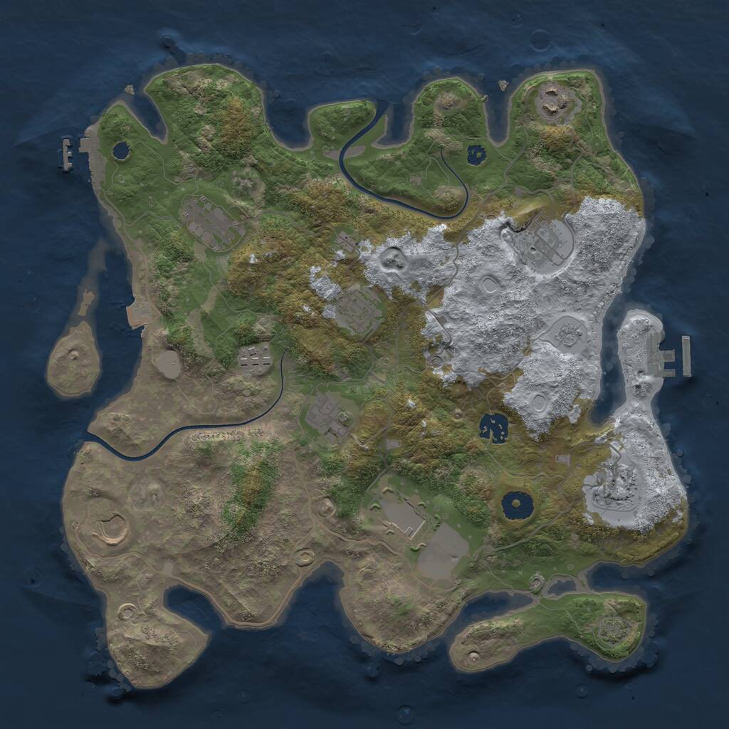 Rust Map: Procedural Map, Size: 3600, Seed: 1996484779, 16 Monuments