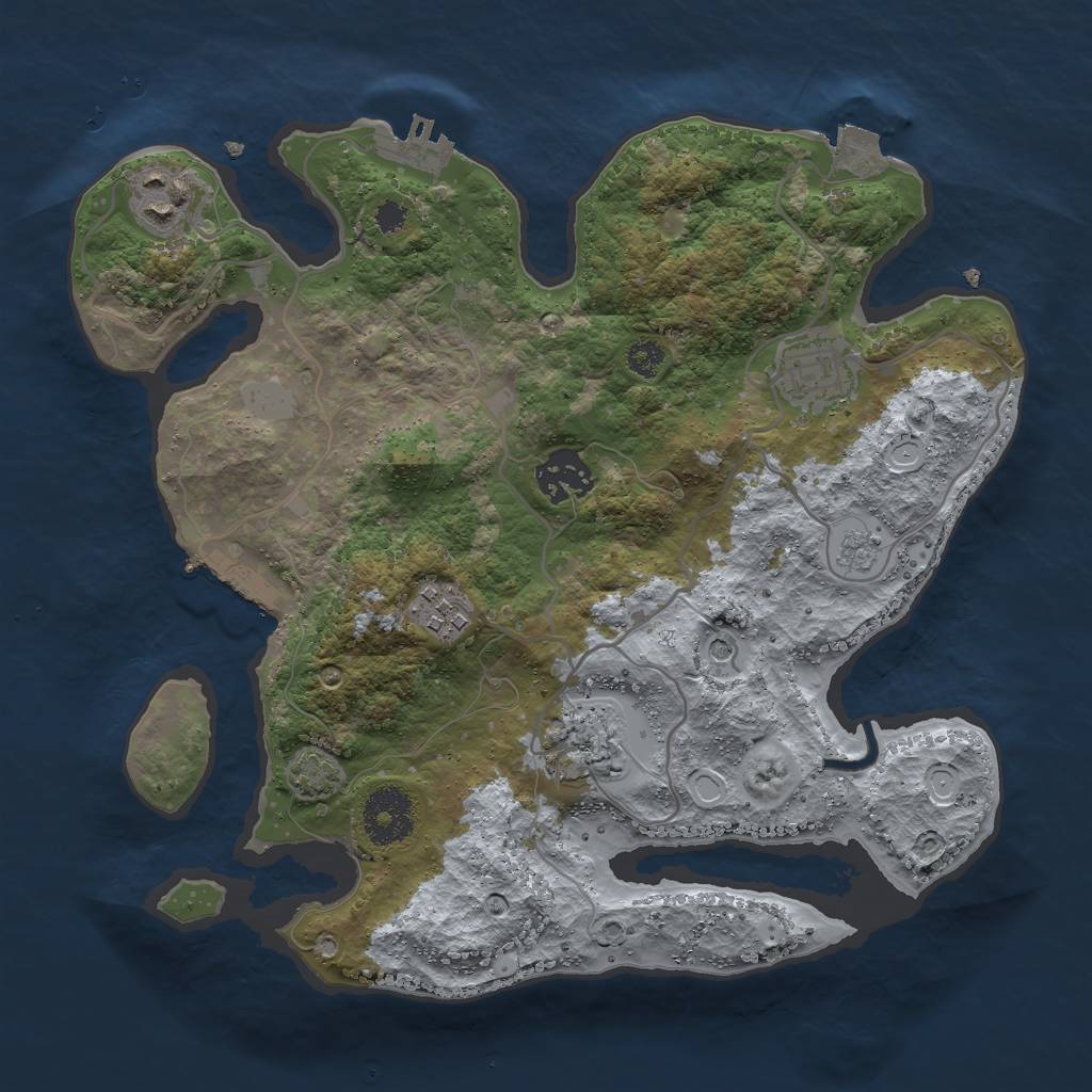 Rust Map: Procedural Map, Size: 3000, Seed: 191629030, 13 Monuments