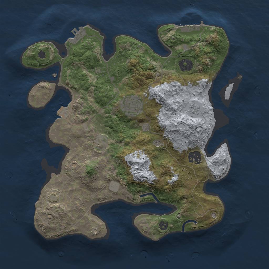 Rust Map: Procedural Map, Size: 3000, Seed: 55959, 10 Monuments