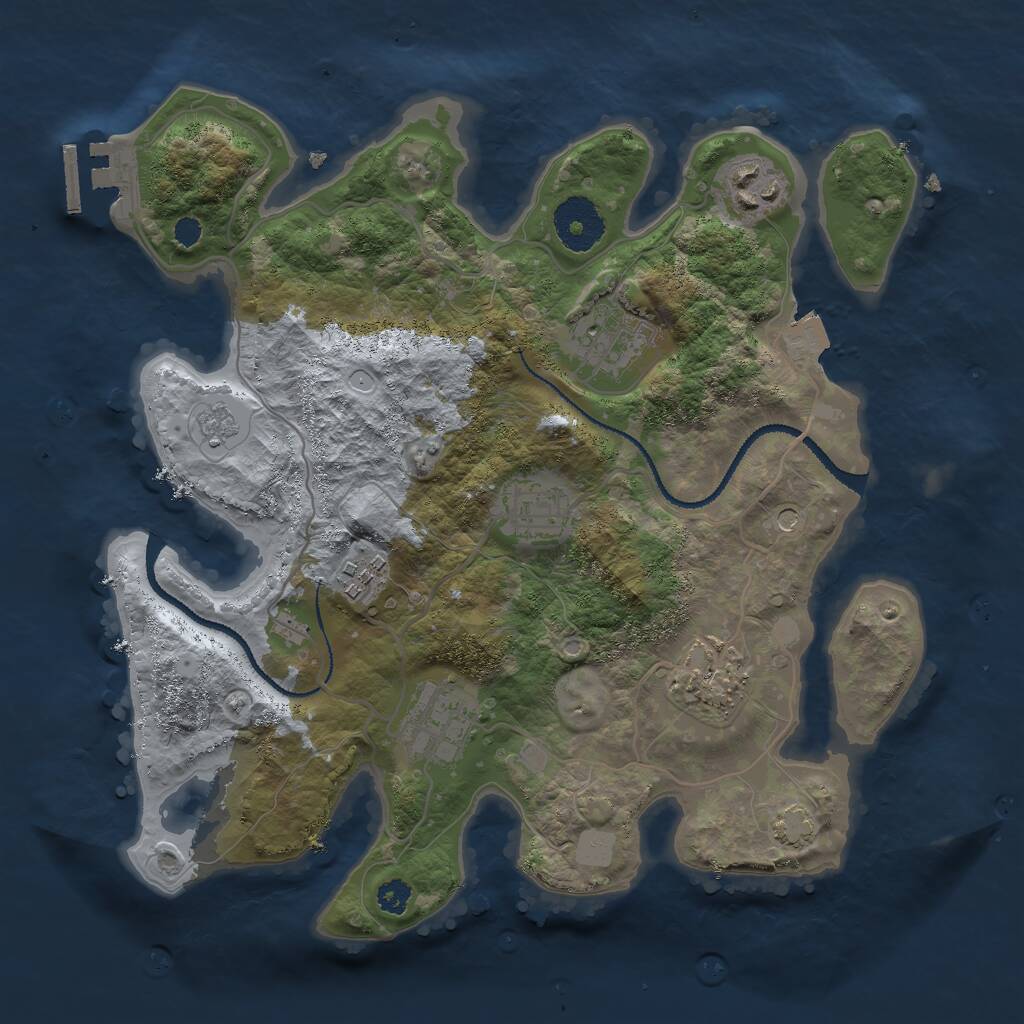 Rust Map: Procedural Map, Size: 3000, Seed: 32467, 11 Monuments