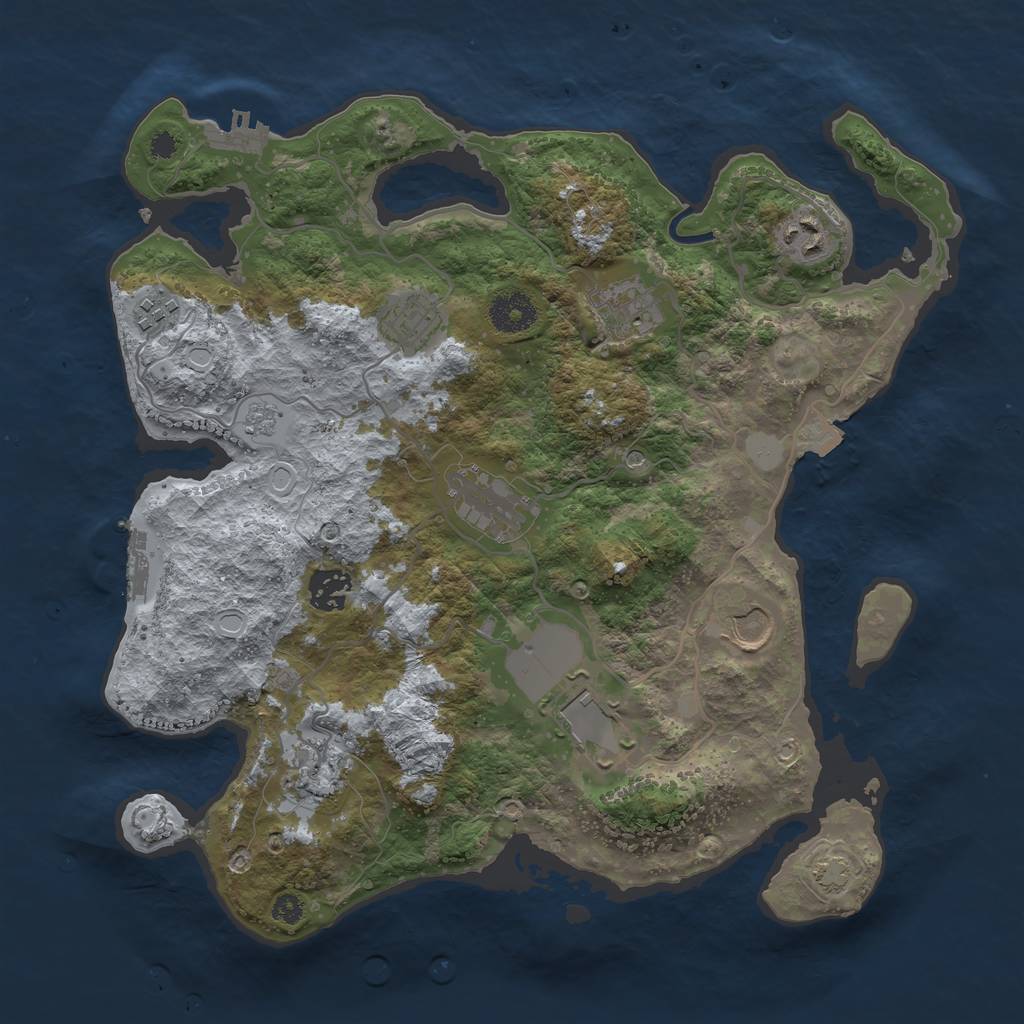 Rust Map: Procedural Map, Size: 3500, Seed: 352165132, 17 Monuments