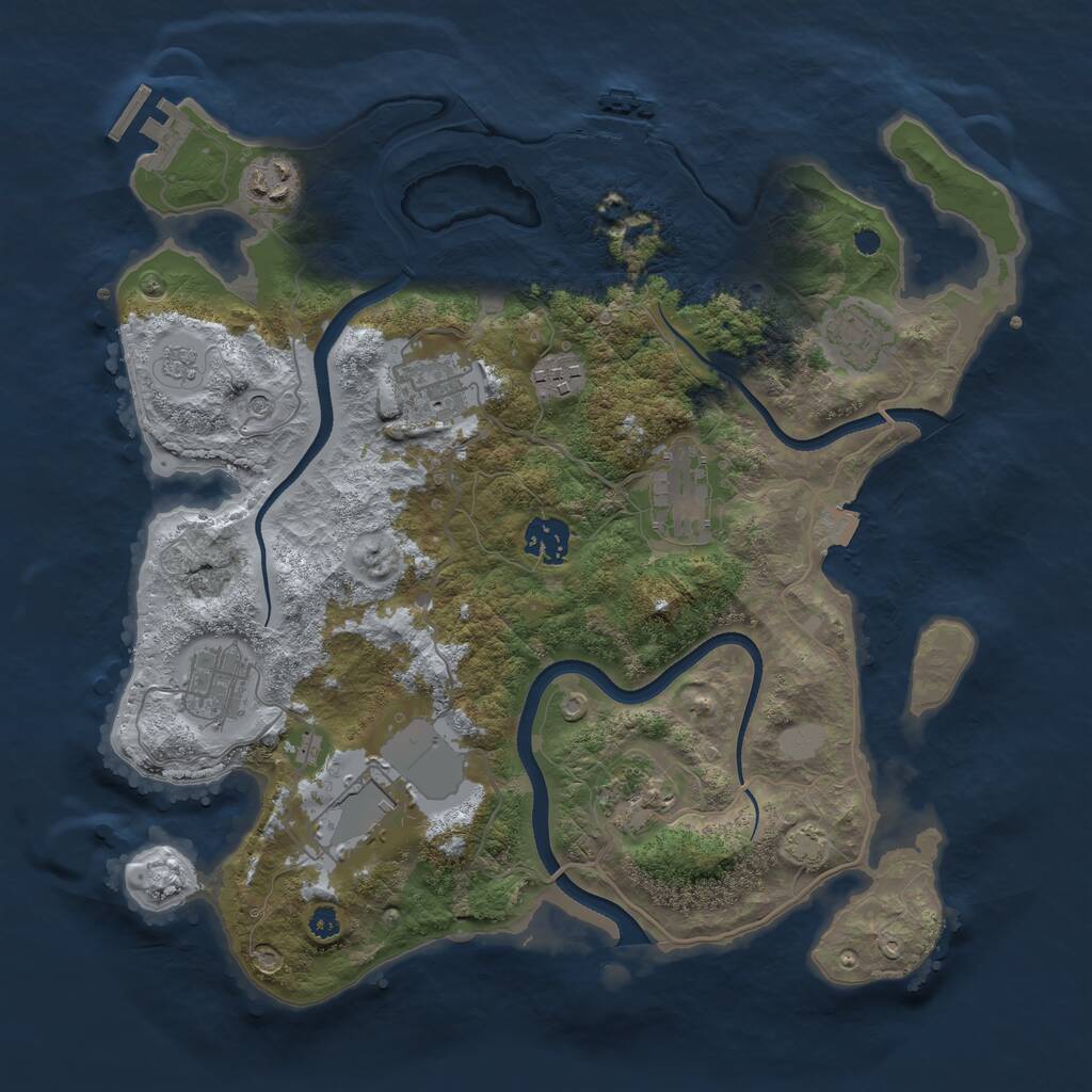 Rust Map: Procedural Map, Size: 3500, Seed: 352165132, 15 Monuments