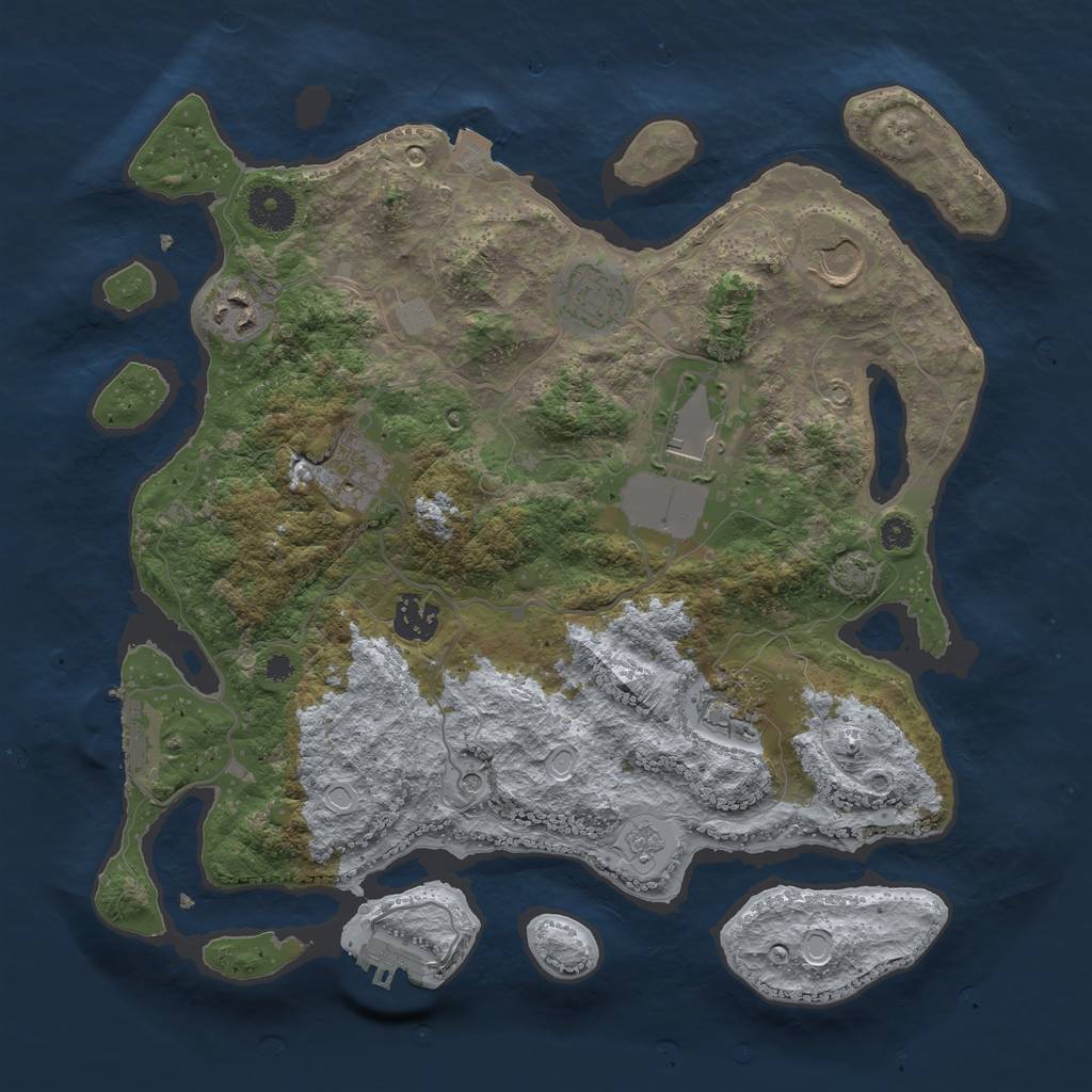 Rust Map: Procedural Map, Size: 3500, Seed: 4658, 15 Monuments