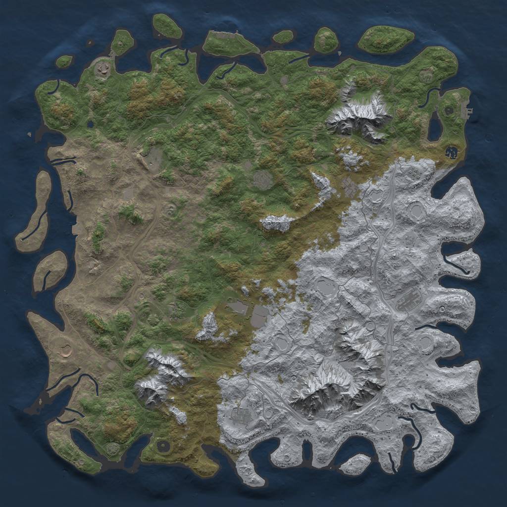 Rust Map: Procedural Map, Size: 6000, Seed: 2144393286, 19 Monuments