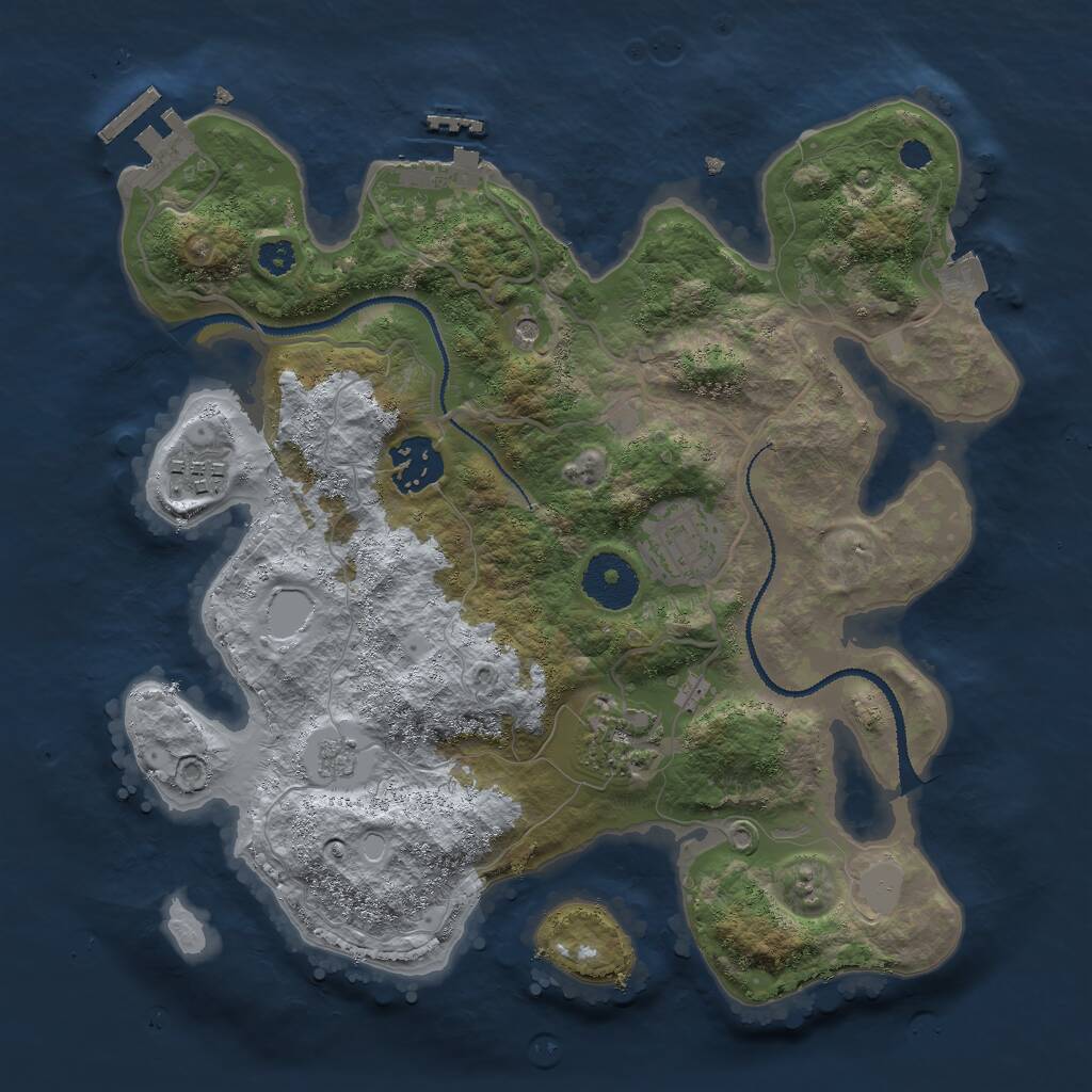 Rust Map: Procedural Map, Size: 3000, Seed: 389655963, 9 Monuments