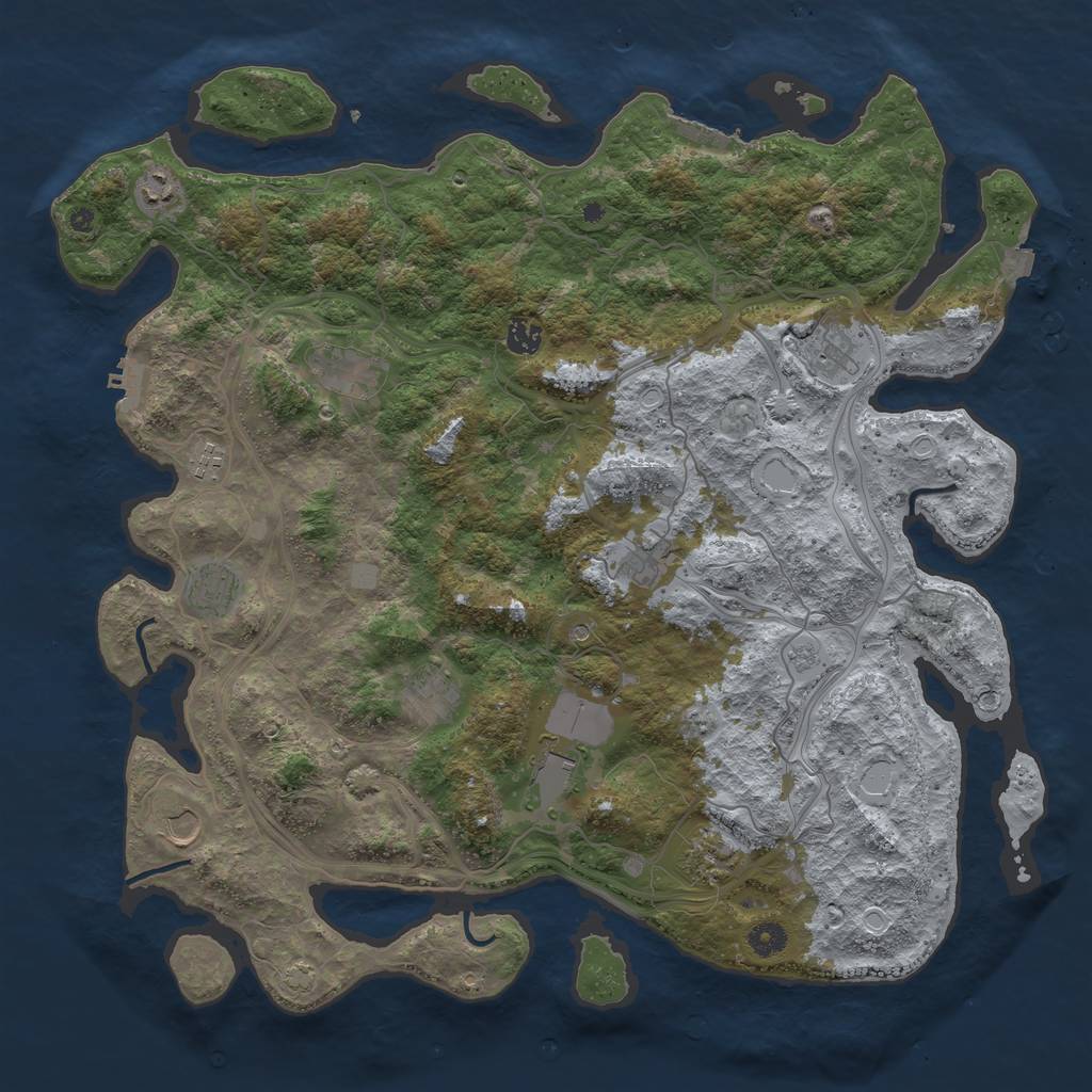 Rust Map: Procedural Map, Size: 4500, Seed: 719276301, 19 Monuments