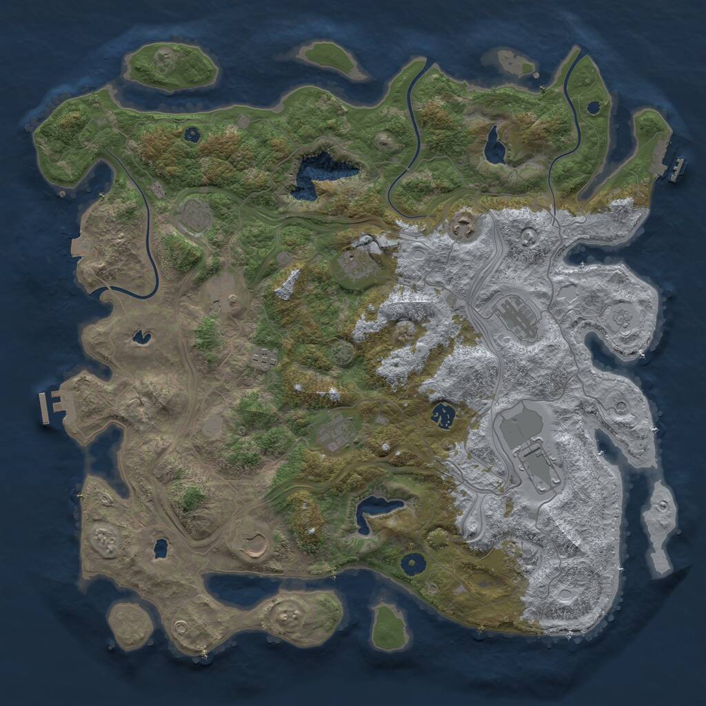 Rust Map: Procedural Map, Size: 4500, Seed: 719276301, 17 Monuments