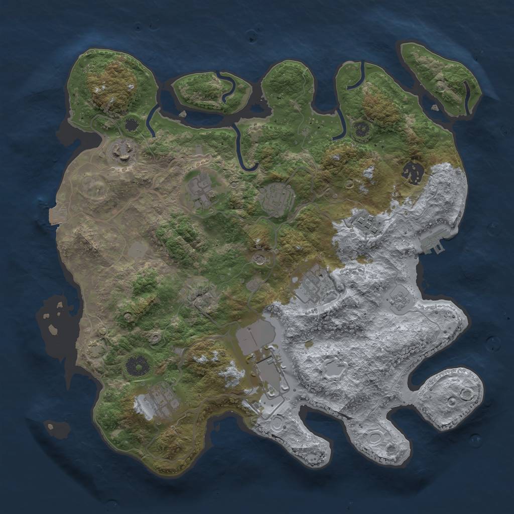 Rust Map: Procedural Map, Size: 3500, Seed: 320099558, 15 Monuments